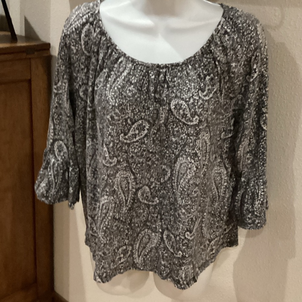 Michael Kors Black and White Paisley Blouse